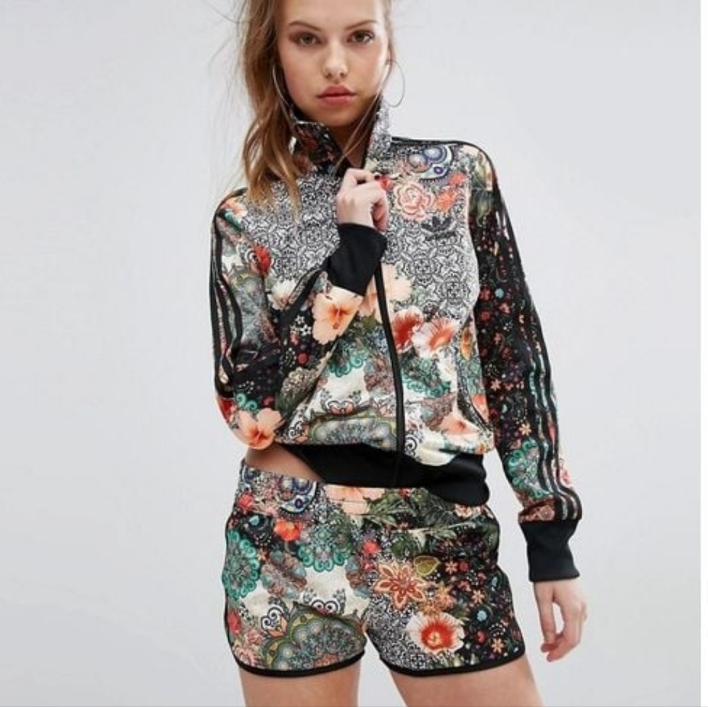RARE Adidas Original XFarm Jardim Track Top Firebird Floral Jacket Size Small - Picture 3 of 8